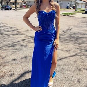 Royal Blue strapless Prom dress